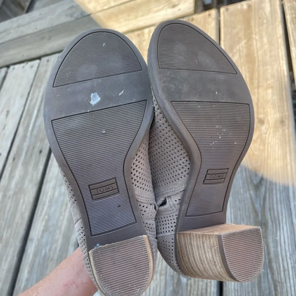 Toms suede open toe booties